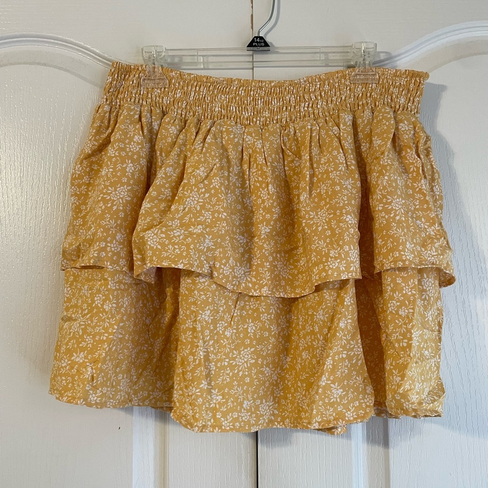 No Boundaries Yellow Ruffle Skirt